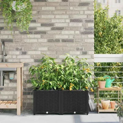 Immagine prodotto di Maison Exclusive - Vasi da giardino, set da 2 pezzi, nero, 80 x 40 x 37,5 cm, plastica
