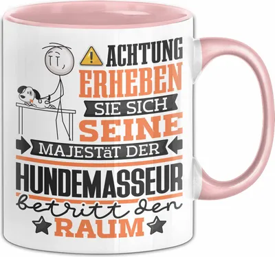 Produktbild von Hundemasseur Geschenk Tasse Lustiger Spruch Erheben Sie Sich Der Hundemasseur Betritt den Raum (Rosa)
