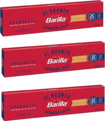 Produktbild von 3x Barilla Spaghetti al Bronzo Bronze Gezogene Pasta 400g Rohe Verarbeitungsmethode