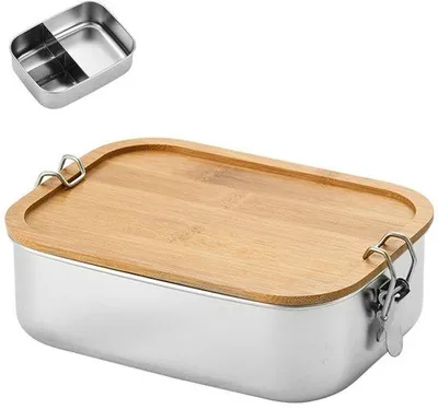 Produktbild von Edelstahl-Lunchbox 3-fach, 1200ml, für Schule, Arbeit, Camping