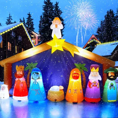 Immagine prodotto di Presepe gonfiabile - 12,5 piedi - Con stella di Betlemme - Decorazione natalizia da esterno