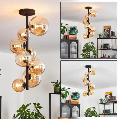 Produktbild von Isorella Deckenlampe aus Metall/Glas in Schwarz/Bernsteinfarben