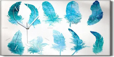 Produktbild von Wandbild Leinwand Bilder mit Uhr Geräuschlos 60x30 Feder Aquarellfarbe - weiße Hände