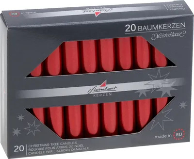 Produktbild von Baumkerzen Edelglanz Rot 95 x Ø 13 mm, 20 Stück