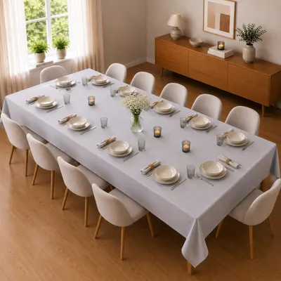 Immagine prodotto di Tovaglia 150 x 300 cm per tavolo da cucina e da pranzo in grigio chiaro