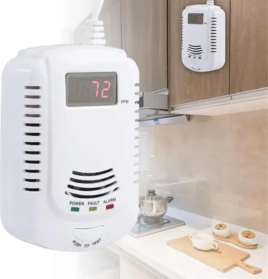 Produktbild von MODFU Gasmelder, Heimgebrauchs Methan Propan Butangas Monitor, Plug-in für brennbares LPG/Erdgas/Kohle-Gaslecksensor,Gaskonzentration der Digitalanzeige