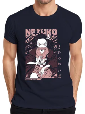 Produktbild von Nezuko Demon Slayer Kimetsu no Yaiba Anime Geschenk Cosplay Fan Herren T-Shirt, Navy, M