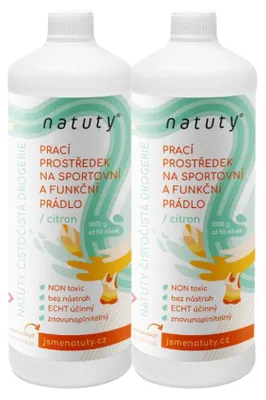 Imagen del producto de Natuty: Detergente para ropa deportiva y funcional, con aroma a limón. Envase de 1 litro. Paquete económico de 2 unidades
