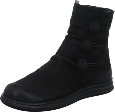 Produktbild von Gemini Damen Stiefelette aus Leder in geraffter Optik mit Knöpfen 337072-02, Größe:42 EU, Farbe:Schwarz