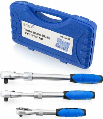 Produktbild von Bituxx Teleskop Ratschen Set 3-tlg Blau MS-17464