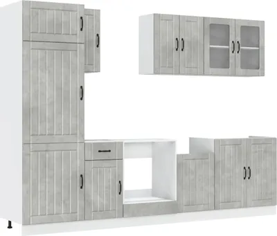 Produktbild von 8-tlg. Küchenschrank-Set Lucca Betongrau Holzwerkstoff