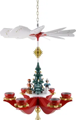 Produktbild von 1-stöckige Hängepyramide Winterkinder, rot (48x38x38cm) von Zeidler Holzkunst