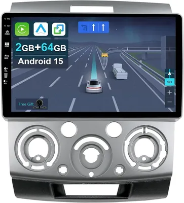 Image de Système multimédia Android 15 de 9 pouces [2+64 Go] pour Ford Ranger/Mazda BT50 (2006-2011), avec GPS, navigation, connectivité sans fil CarPlay et Android Auto, Bluetooth, 4G et WiFi
