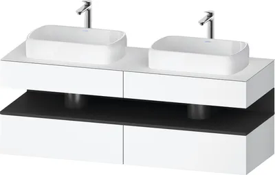 Produktbild von Duravit Qatego Konsolenwaschtischunterbau, 2 Auszüge, 2 Schubkästen, 2 Ausschnitte, 1600x550x600mm, Nische Graphit matt, QA4779049180010