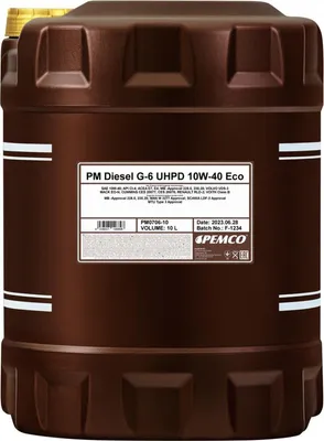 Produktbild von PEMCO Truck UHPD DIESEL G-6 Eco für 10W-40 10 Liter Motoröl Motorenöl Synthetisch 228.5 MAN M 3277 MAN M 3377 VDS-3 RXD RLD RLD-2 DQC IV-10 LA MTU-3