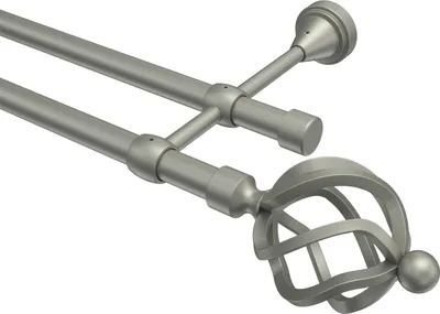 Produktbild von Interdeco Gardinenstange / Vorhangstange Chrom matt, Typ Primus Paolo (Schmiedekugel), 16 mm Ø 2-läufig, 200 cm