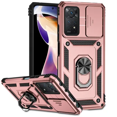 Obrázek produktu pro Pouzdro pro Xiaomi Redmi Note 11 Pro/Note 11 Pro 5G dvouvrstvé pouzdro s posuvným krytem kamery a prstencovým stojánkem Růžový