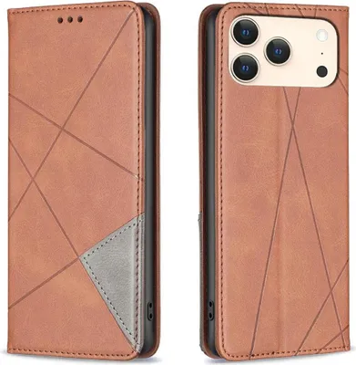 Produktbild von Mobigear Rhombus Slim iPhone 17 Pro Hülle Klapphülle - Braun