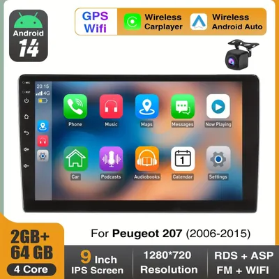 Produktbild von Android 14 Autoradio – Multimediasystem – Autoradio – Navigationssystem – Touchscreen-Radio – Mit Kamera