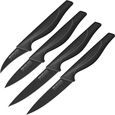 Produktbild von NIROSTA Wave-Messer-Set, Verschiedene Messer mit Funktionsteil aus hochwertigem Edelstahl, Premium-Messer mit Soft-Touch Griff, hochwertige Messer für jeden Anlass(Farbe:Schwarz),Menge:1x4er Set