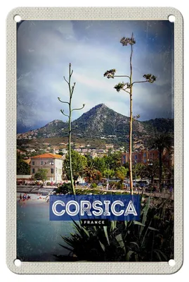Produktbild von Blechschild Reise 12x18cm Corsica France Frankreich Panorama Schild