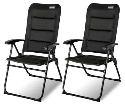 Produktbild von 2er Set Faltbare Campingstühle - Hochlehner für Garten, Balkon und Terrasse, Belastbarkeit 150 KG, 5-fach verstellbare Rückenlehne mit Armlehnen