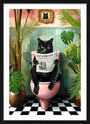 Produktbild von Gerahmtes Bild Lustige Katze 53x73 cm