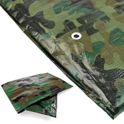 Produktbild von BirnePower Gewebeplane 1,5 x 2,4m, Tarnfarbe Wasserdicht 90g/m², Abdeckplane mit Ösen, Camouflage, Schutzplane, Holz, Garten Camping Tarp