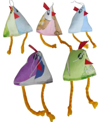Immagine prodotto di 5 galline decorative stravaganti, piccole, da appendere