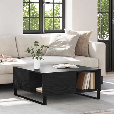 Image de Maison Exclusive - Table basse aspect chêne noir 80 x 80 x 36,5 cm Matériau dérivé du bois