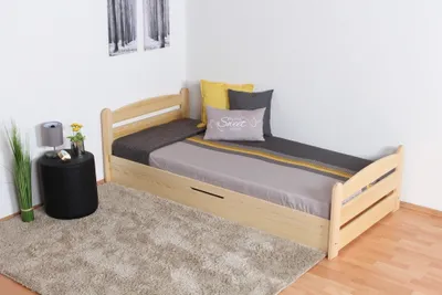 Produktbild von Einzelbett / Funktionsbett Kiefer massiv Vollholz natur 92, inkl. Lattenrost - 90 x 200 cm (B x T)