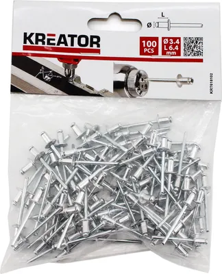 Produktbild von Kreator Blindnieten 100 Stk Stahl Nieten Stahlnieten Popnieten ø 3,2 x L 6,4 mm - ø 3,2 x L 6,4 mm