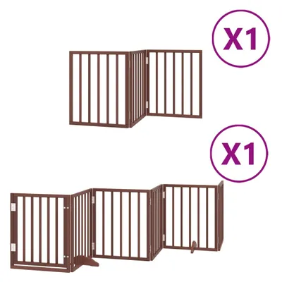 Produktbild von vidaXL 9-tlg. Hundetor mit Tür Faltbar Braun 450 cm Pappelholz