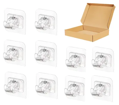 Produktbild von Selbstklebende Gardinenhalter 10 Stück, Transparente PET-Gardinenstangenhalter, Bis 2 kg Tragkraft Für Bad Küche Wohnzimmer