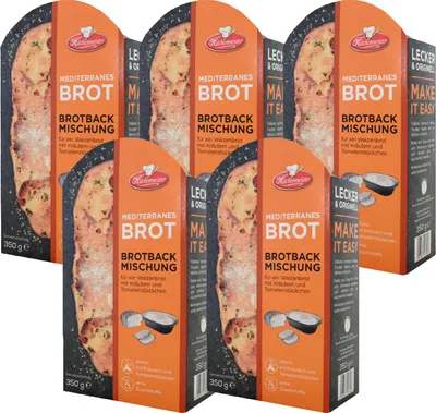 Produktbild von Küchenmeister Brotbackmischung Mediterranes Brot mit Backschale 350 g x 5 stück