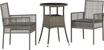 Produktbild von vidaXL Garten Essgruppe 3 pcs Grau Poly-Rattan