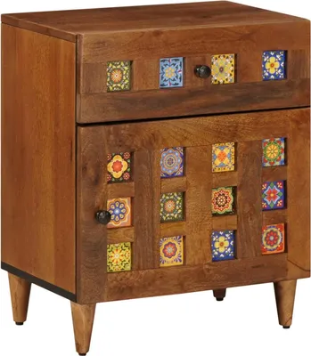 Produktbild von "Schlussverkauf" Nachttisch 1 PC - mit Reichlich Stauraum - Braun 50x33x60 cm Massivholz Mango  C9043