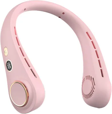 Produktbild von Wearable Bladeless Nackenventilator 720° Luft 5Stufen Pink.