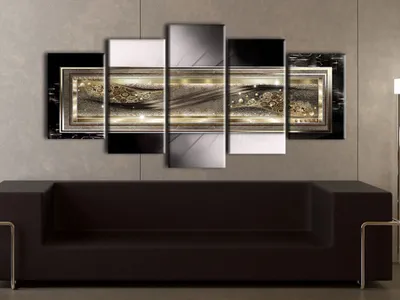 Produktbild von Akustikbild Abstrakt 200x100 cm 5-teilige Bilder Akustikschaum Hochleistungsschallabsorber Schallschutz Leinwand 5 tlg Wandbild Raumakustik Schalldämmung 020101-241