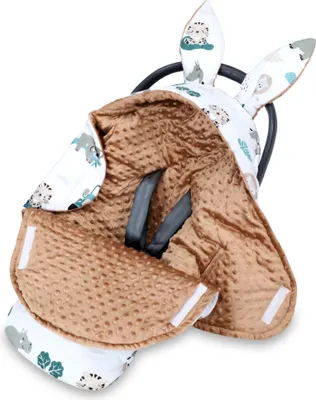 Produktbild von Einschlagdecke Babyschale Winter 80x87 cm - Fußsack Baby Decke für Auto Wintersack Baumwolle Minky Afrika Braun