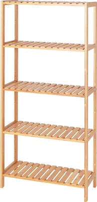 Produktbild von dibea Bambusregal mit 5 verstellbaren Ablageflächen, 60x26x130 cm, natur
