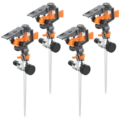 Produktbild von Brandson - 4 x Impulsregner - Kreis- und Sektorenregner - 3/4 Zoll - Rasensprenger mit Pulsation – rotierend – Schnellanschluss – große Flächen bis 200 m2 – Garten Rasensprinkler – C: 4x