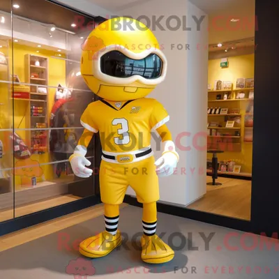 Produktbild von Gelber REDBROKOLY American Football Helm Maskottchen Kostüm Charakter gekleidet in Shorts und Krawatten