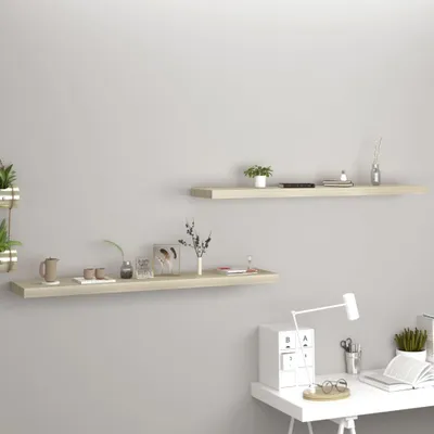 Produktbild von Möbel Schwebende Wandregale 2 Stk. Eichefarben 120x23,5x3,8 cm MDF - Wandregale &43196