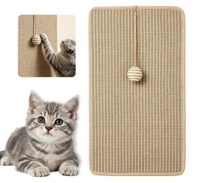 Image de Elzusha - Tapis griffoir pour chats - Sisal - 60 x 30 cm - Avec jouet