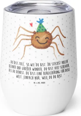 Produktbild von Mr. & Mrs. Panda thermosbecher Spinne Agathe Party - Weiß - Geschenk, glühweinbecher, Glück, Motivation, Thermobecher, kaffee tasse, Thermo Becher, Selbstliebe, Wunder