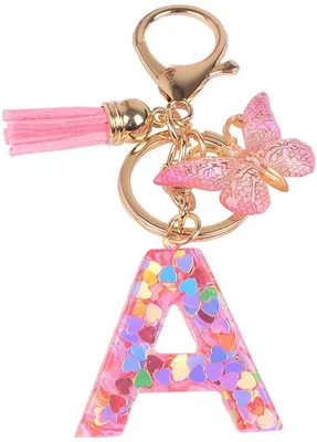 Produktbild von Rosa Schlüsselanhänger mit Pailletten und Herz