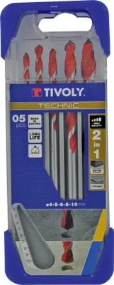 Produktbild von Set mit 6 Multimaterial-Technikbohrern, Durchmesser 2 bis 8 mm TIVOLY 10.91307