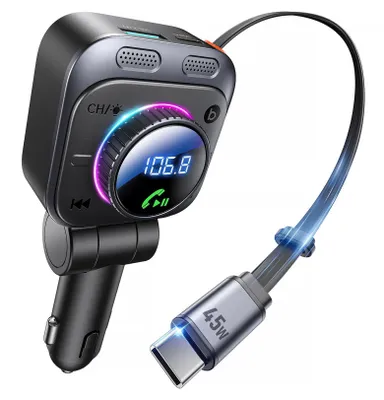 Image de Émetteur Bluetooth pour voiture, 5.4 FM, 72 W, avec câble de charge rétractable