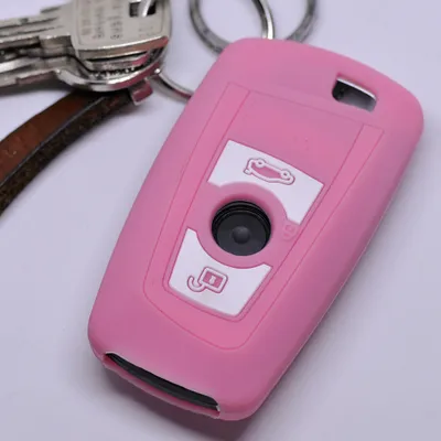 Produktbild von Auto Schlüssel Silikon Schutz Hülle Rosa kompatibel mit BMW F20 F13 F30 F31 F32 F33 F22 1er 2er 3er 4er 3 Tasten KEYLESS SMARTKEY